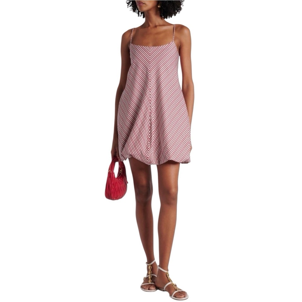 Faithfull The Brand Aniela Mini Dress Clare Stripe Pink White Sz 4